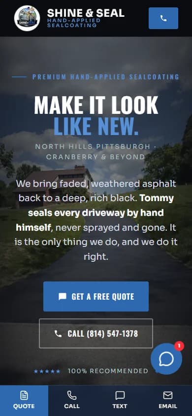 Driveway Sealcoating website built by All Trades Websites