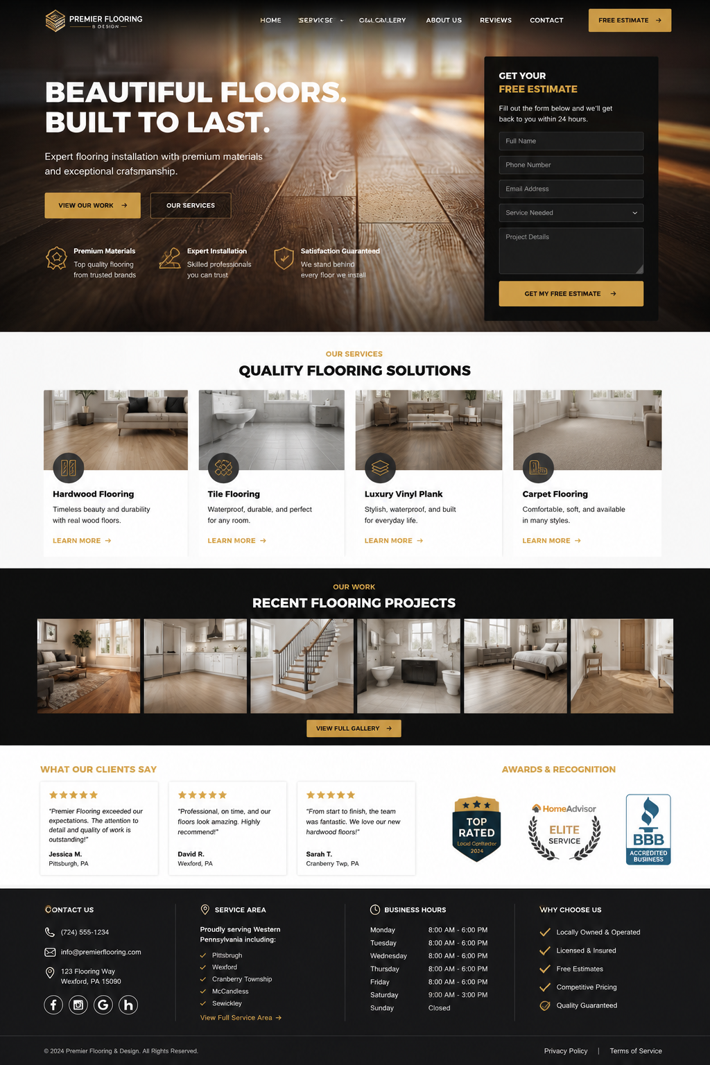 Flooring Contractor Website example