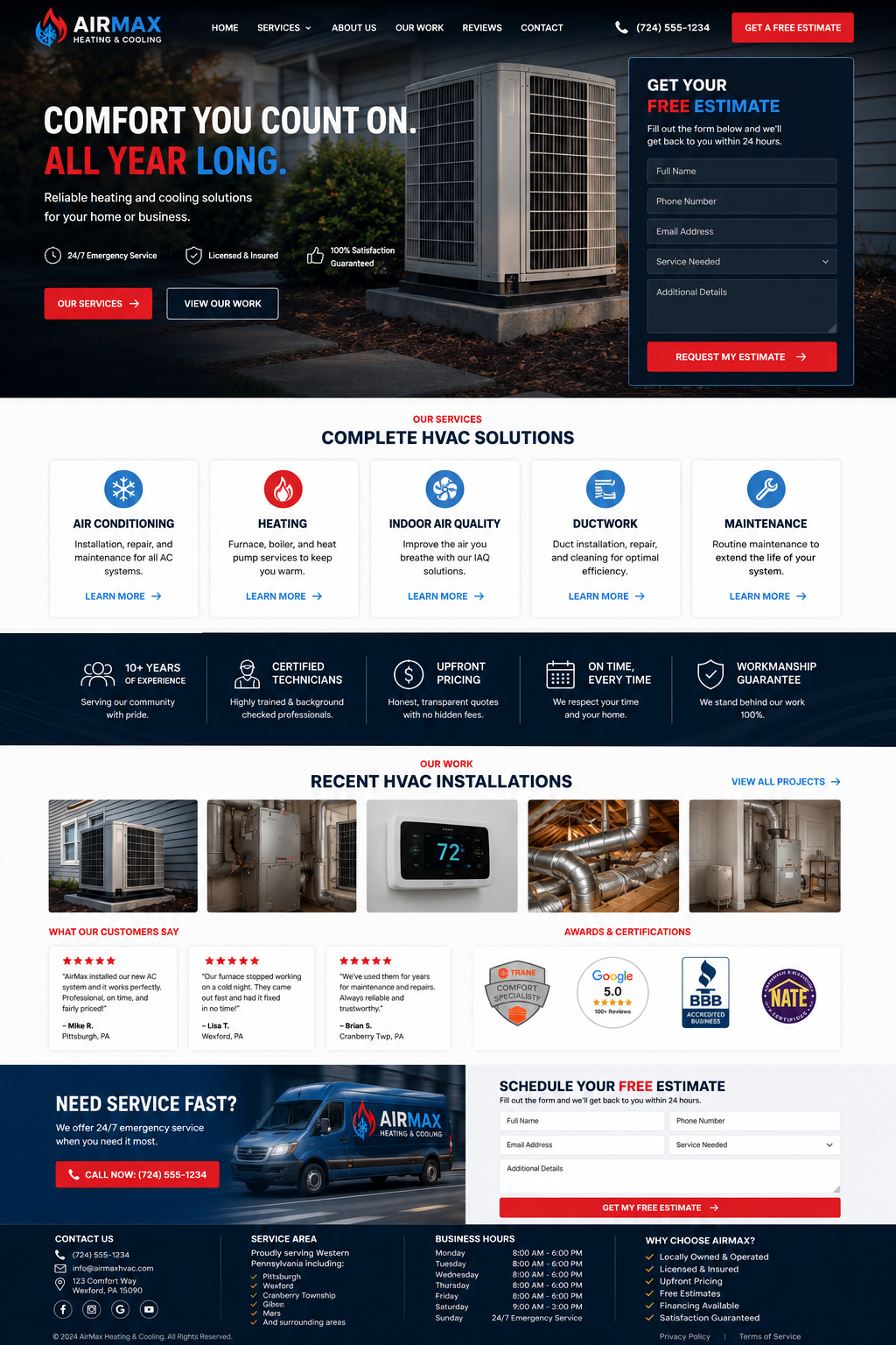 Emergency HVAC Website example